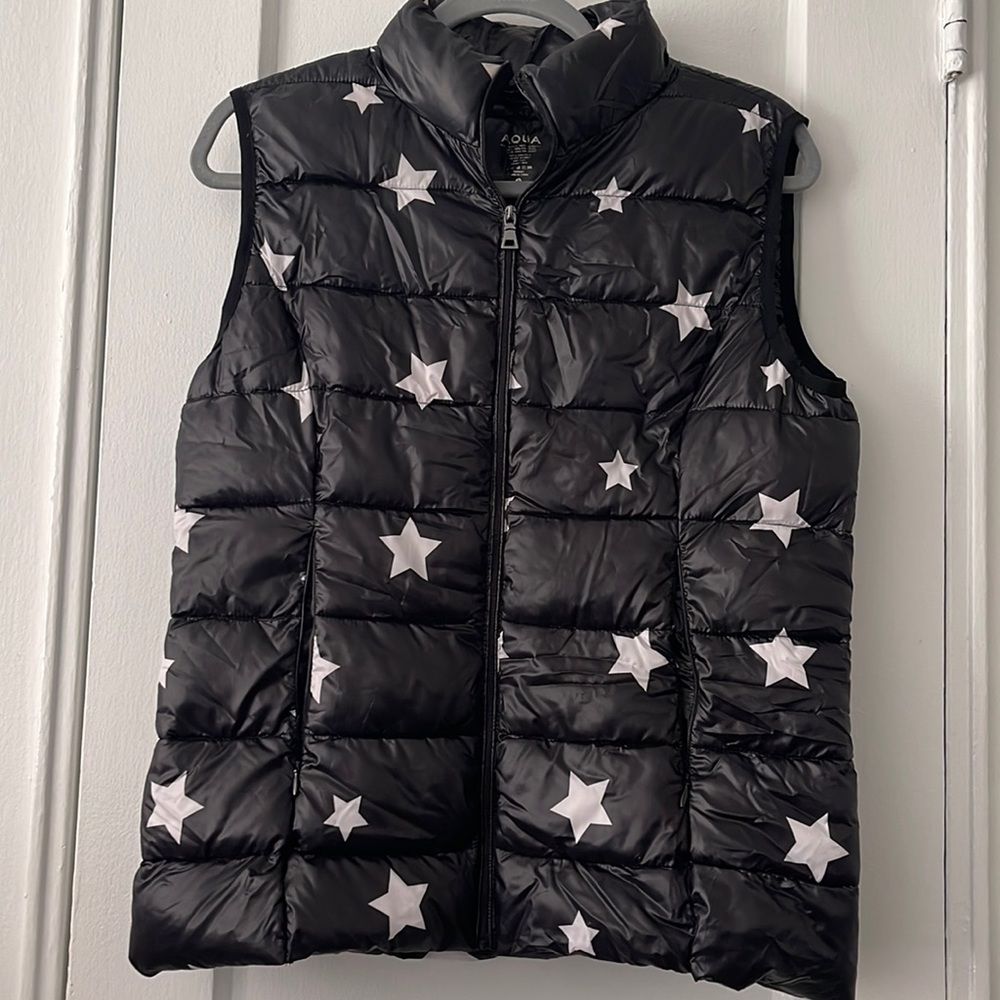 Aqua Black and White Star Vest